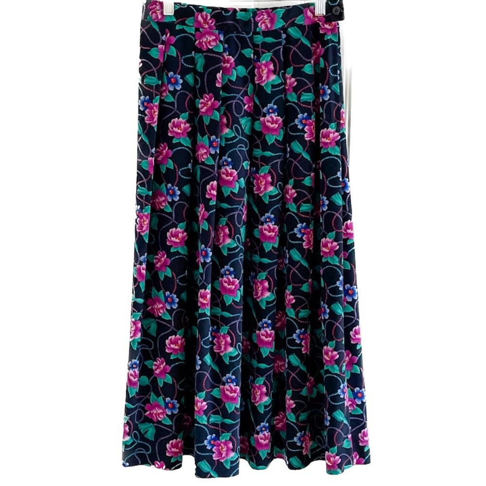 Vintage Pendleton Floral Rope Tassel Print Midi Skirt Country Cottage Size S - Picture 2 of 11